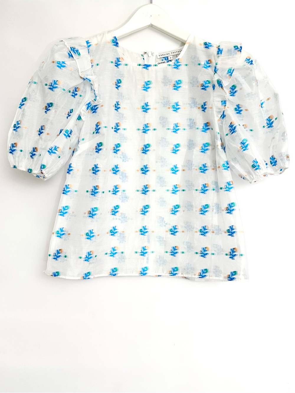 English Factory Sheer Puff Sleeve Blouse